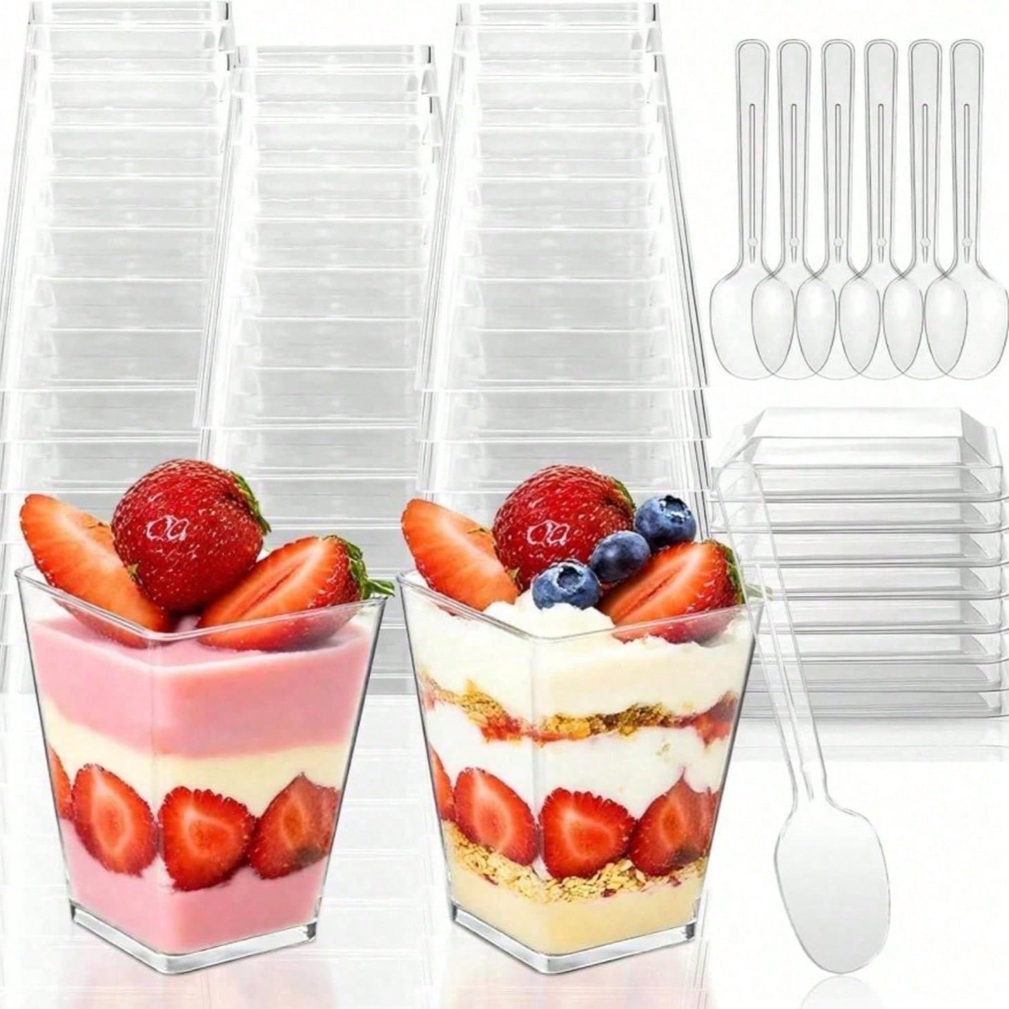 50 Vasos Cuadrados Transparent - Meal Prep Template reseña y precio