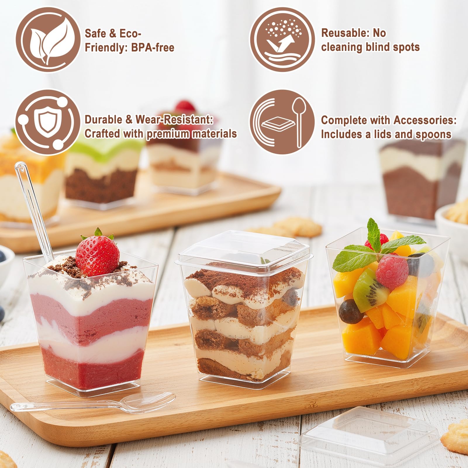 50 Vasos Cuadrados Transparent - Meal Prep Template reseña y precio