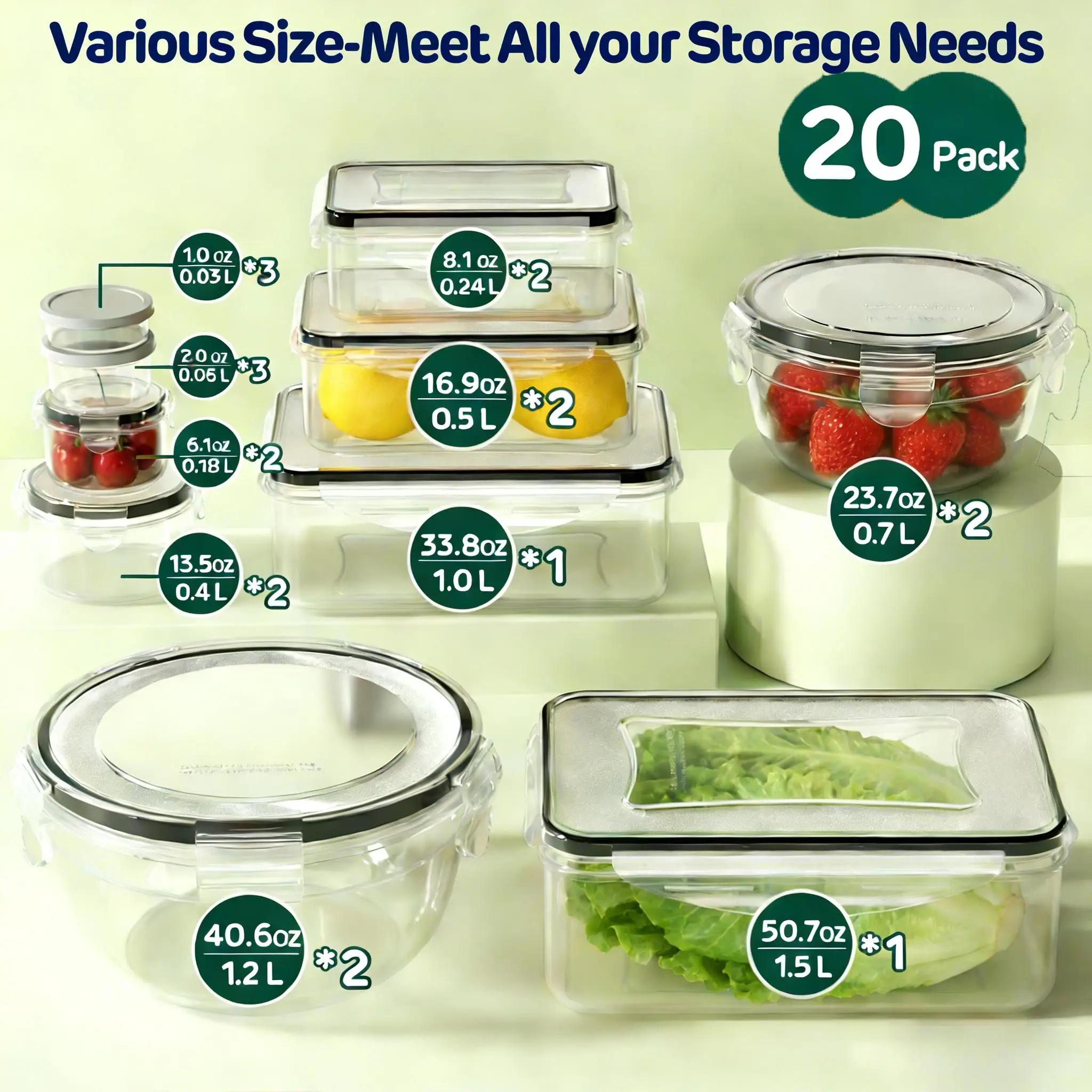Juego de 40/42/50/52/62 recipi - Meal Prep Kitchen reseña y precio